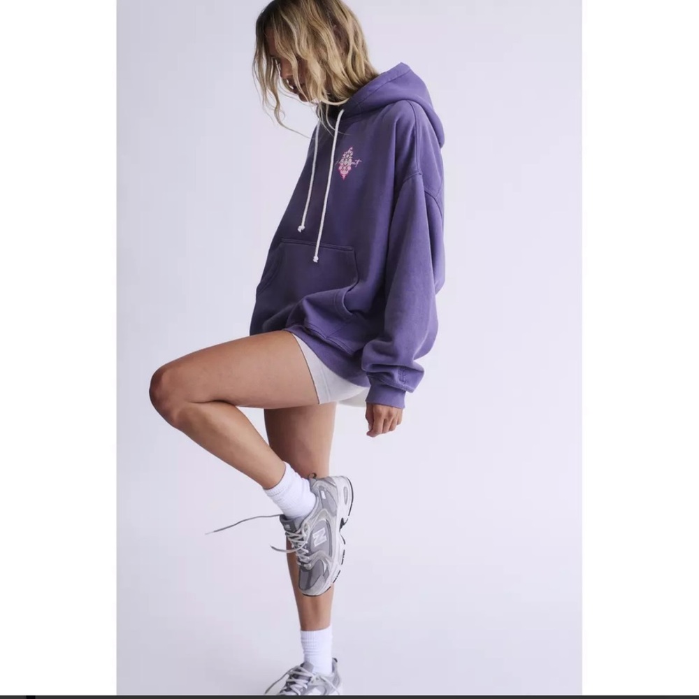 NWT Free People Movement Final Call Front Logo Hoodie in graphite combo - Picture 3 of 6